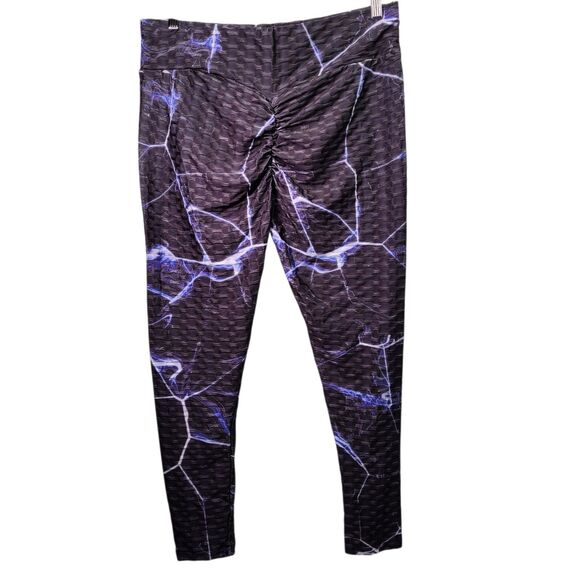 Women's Legging High Waist Lightning Bolt Workout Yoga Pants Blue/Black XX-Large - Picture 2 of 11